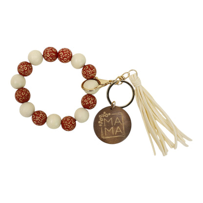 Multi Color Beaded Keychain Bracelet With Tassel JK6226-2. (12PC)