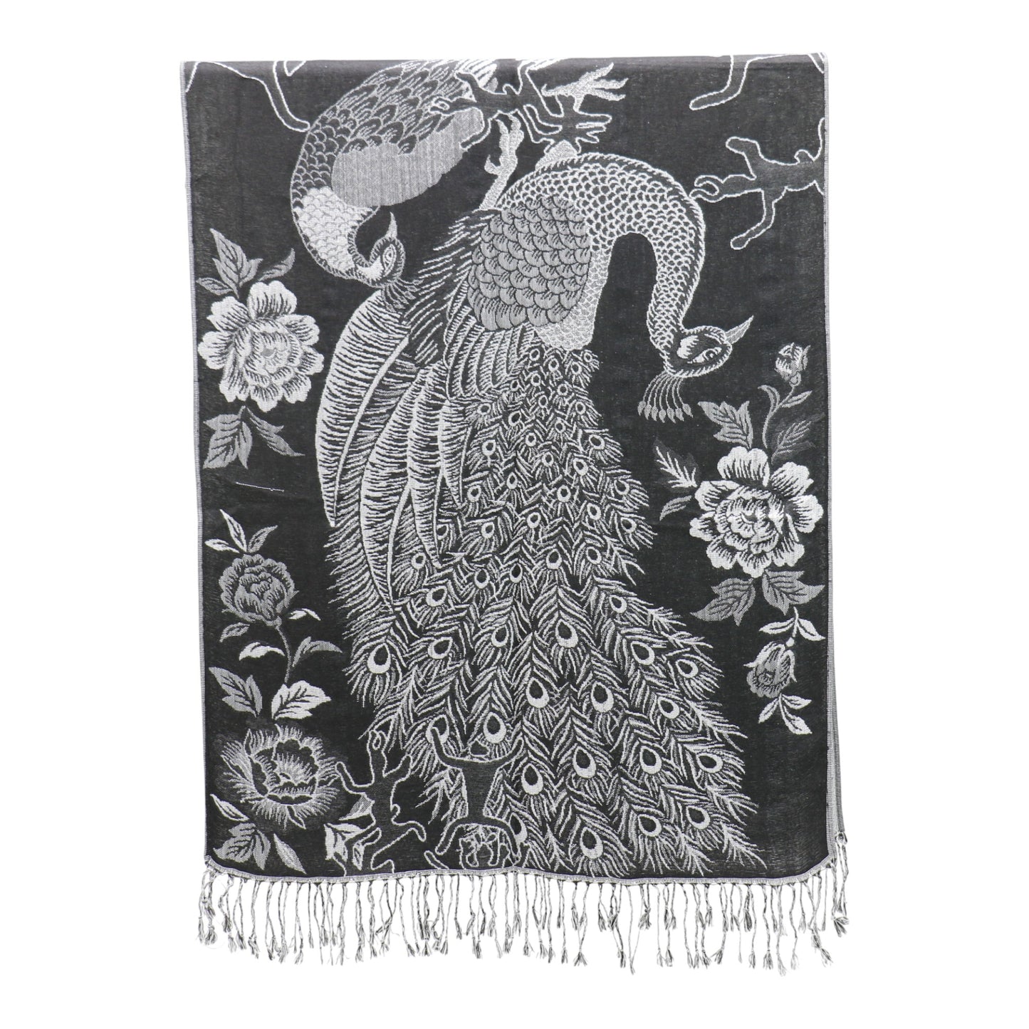 Metallic Pashmina Peacock  SCF4815-14.. (12PC)