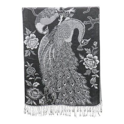 Metallic Pashmina Peacock  SCF4815-14.. (12PC)