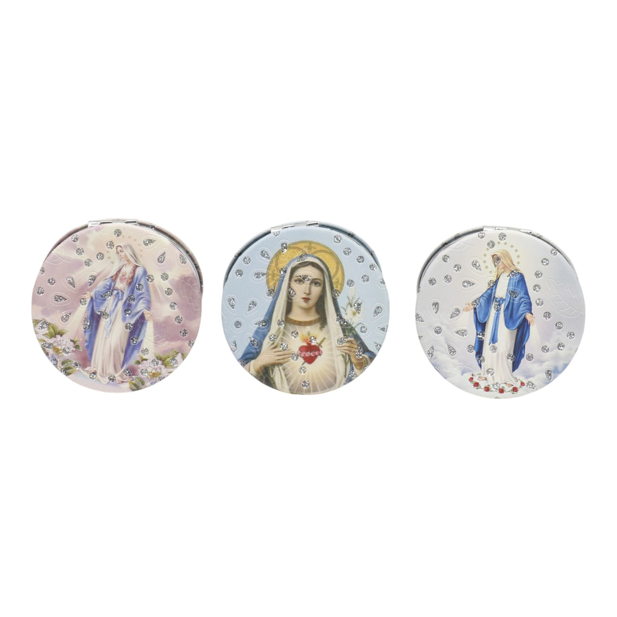 Religious Glitter Circular Compact Makeup Mirror JM6423-1 (12PC)