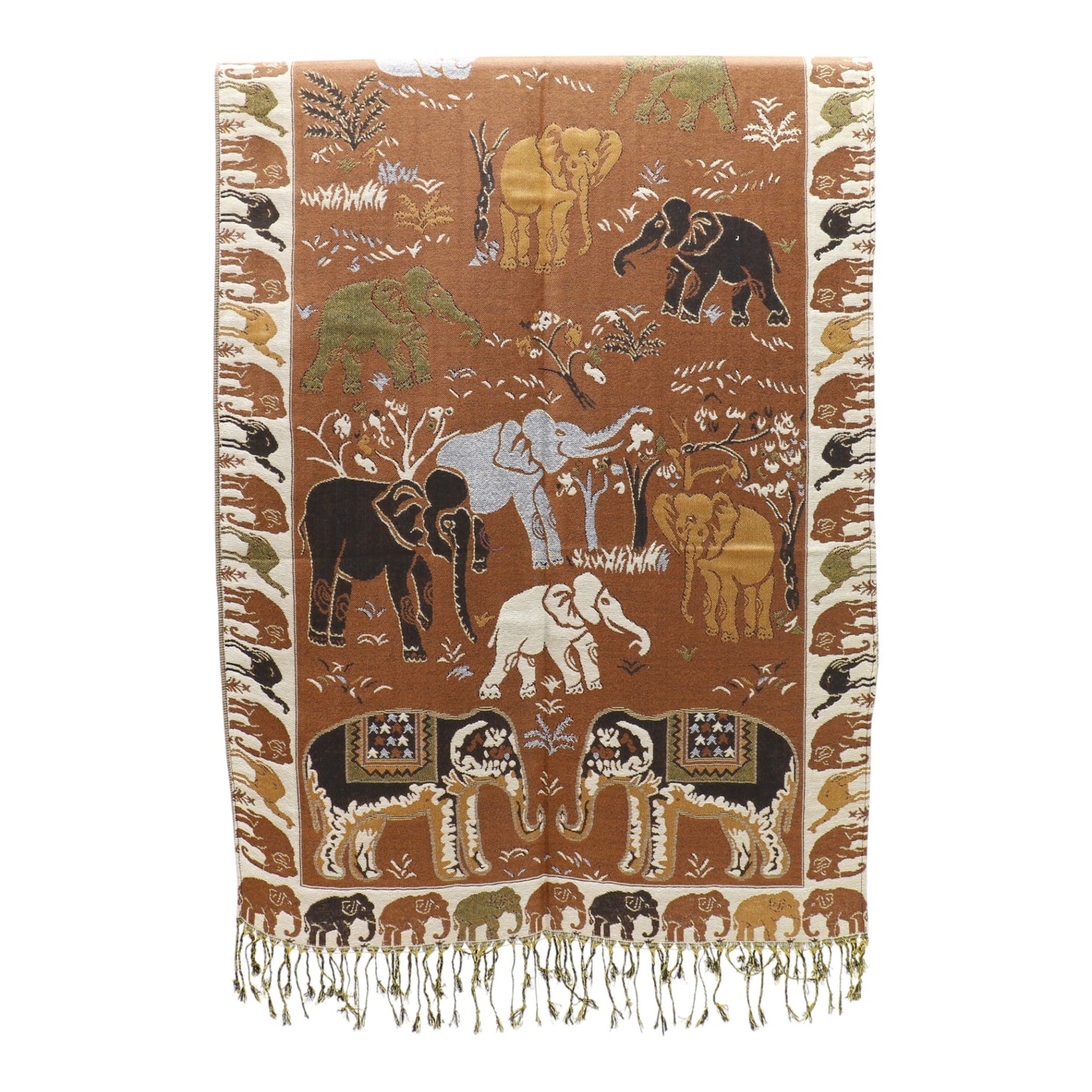 Metallic Pashmina Elephant Pattern SCF5923-1 (12pc)