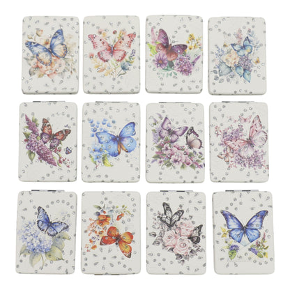 Butterfly Floral Rectangular Glitter Compact Makeup Mirror JM6423-16 (12PC)
