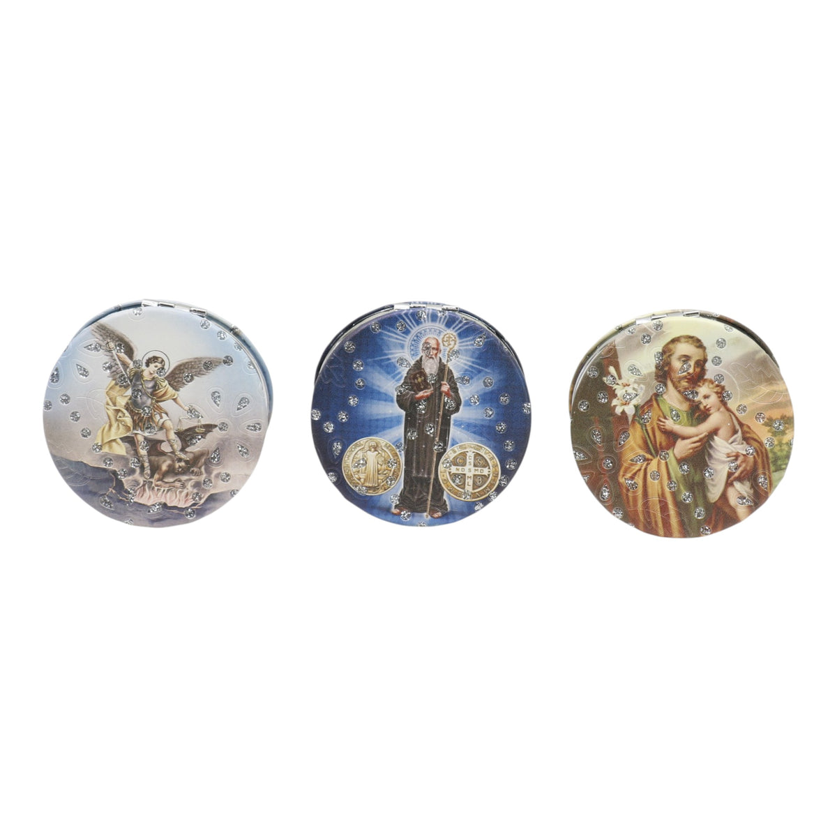 Religious Glitter Circular Compact Makeup Mirror JM6423-1 (12PC)