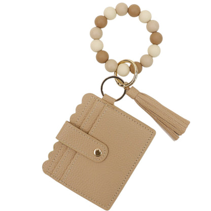 Silicone Bracelet with Multi Color Leather Wallet Tassel JB6126-18 (12PC)