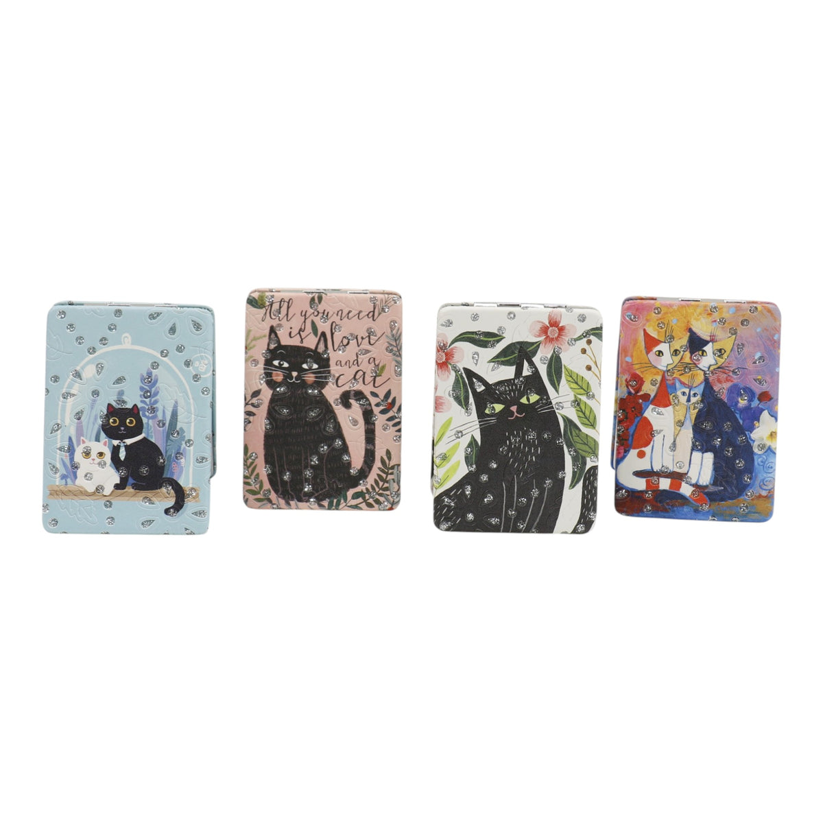 Cat Cartoon Rectangular Glitter Compact Makeup Mirror JM6423-30 (12PC)