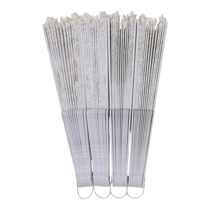 Silver Floral Glitter Hand Held Folding Fan JF6323-7 (12PC)