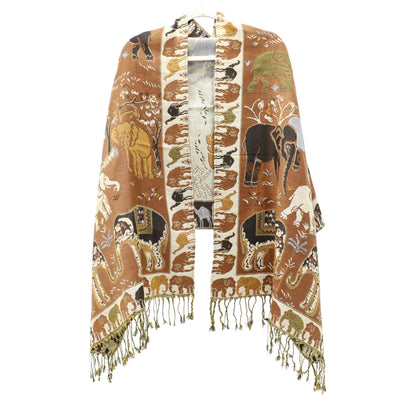 Metallic Pashmina Elephant Pattern SCF5923-1 (12pc)