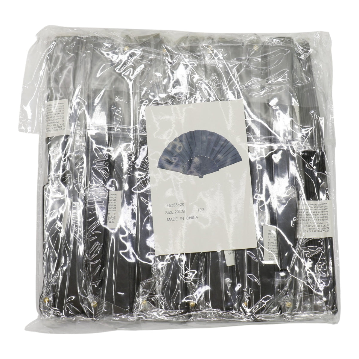 Black On Black Frame Hand Held Folding Fan JF6323-20 (12PC)