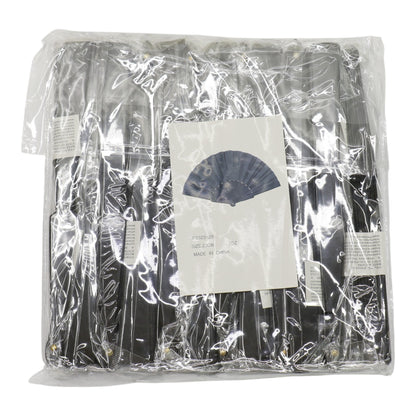 Black On Black Frame Hand Held Folding Fan JF6323-20 (12PC)