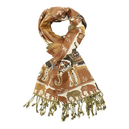 Metallic Pashmina Elephant Pattern SCF5923-1 (12pc)