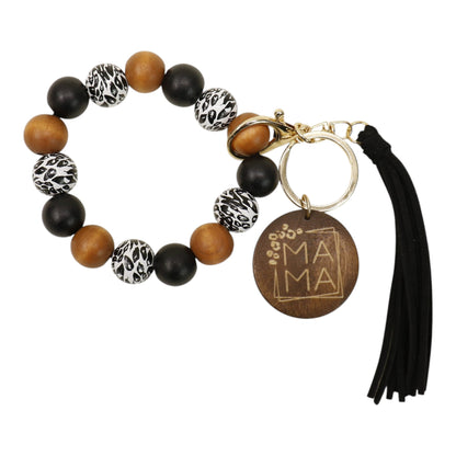 Multi Color Beaded Keychain Bracelet With Tassel JK6226-2. (12PC)