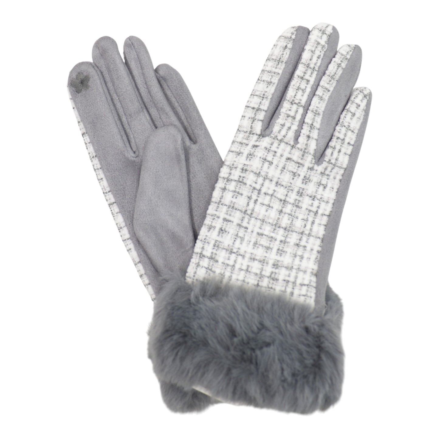 Women's Fur Check Pattern Touch Screen Gloves GL184.. (12PAIR)