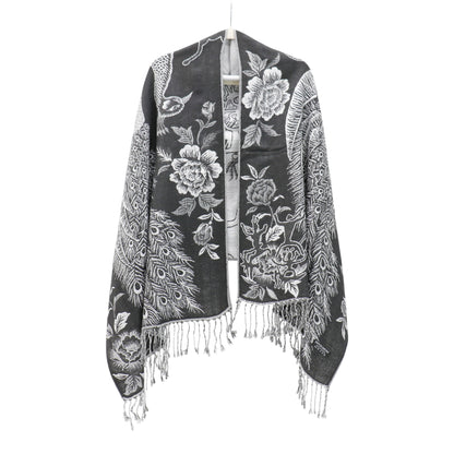 Metallic Pashmina Peacock  SCF4815-14.. (12PC)