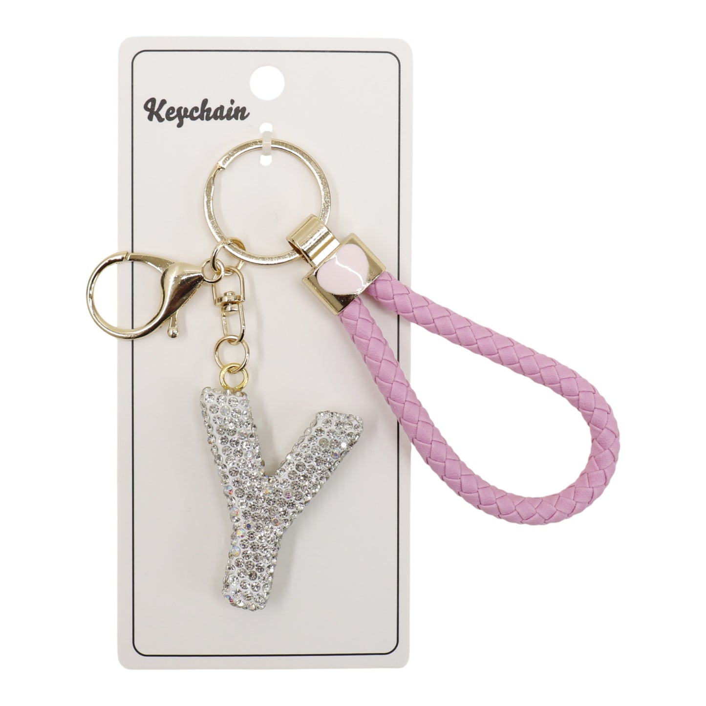 Rhinestone Alphabet Initial Letter Key Chain SS51011-40 (12PC)