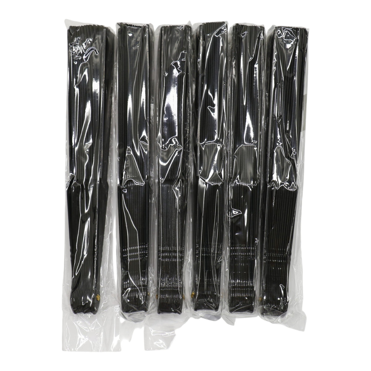 Black On Black Frame Hand Held Folding Fan JF6323-20 (12PC)