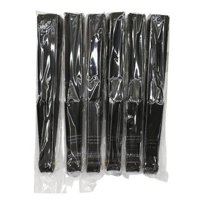 Black On Black Frame Hand Held Folding Fan JF6323-20 (12PC)
