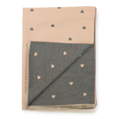 Cashmere Feel Winter Reversible Mini Heart Patten Scarves SCF5111-1 (12PC)