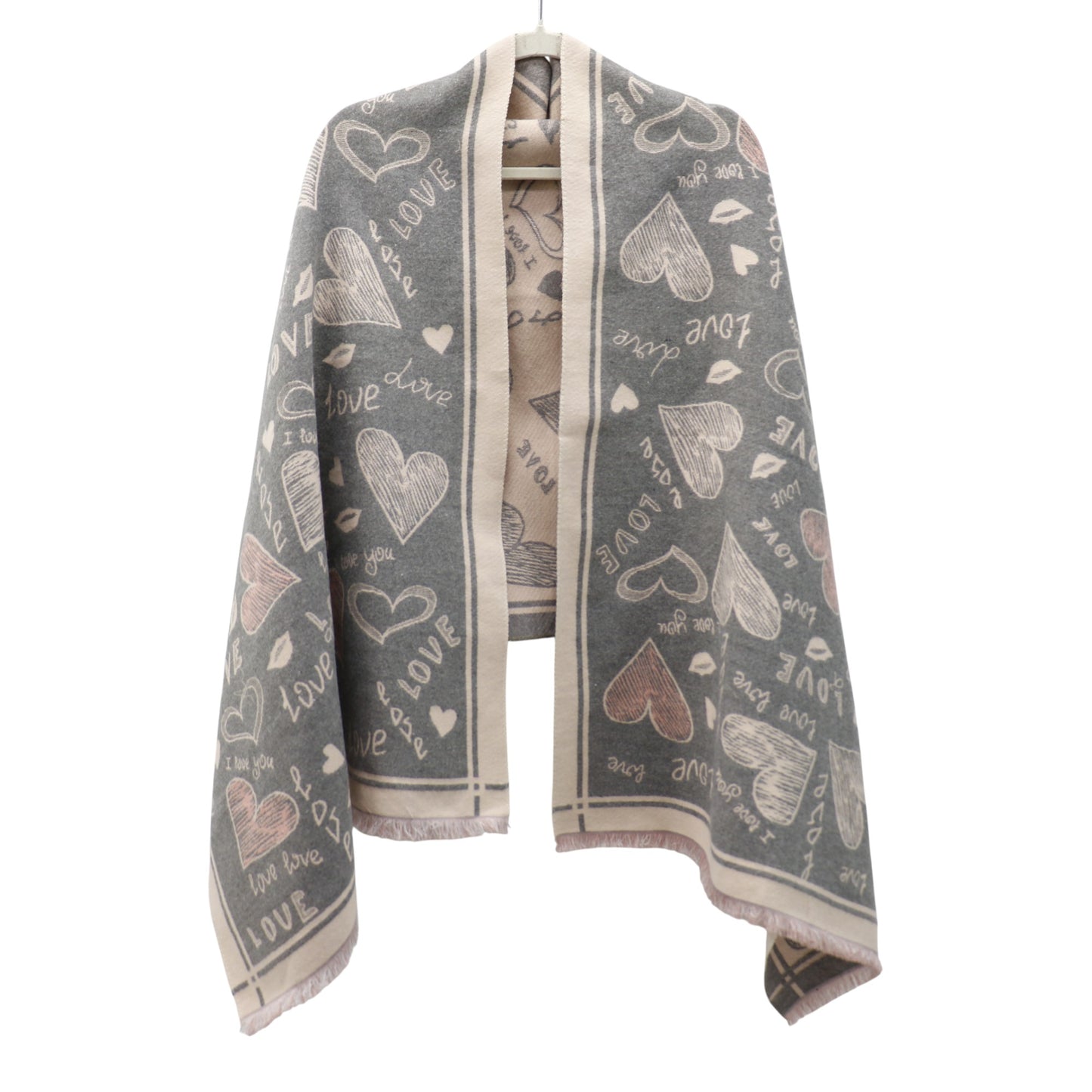 Cashmere Feel Winter Reversible Love N Heart Pattern Scarves SCF4827-23 (12PC)