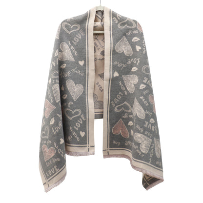 Cashmere Feel Winter Reversible Love N Heart Pattern Scarves SCF4827-23 (12PC)