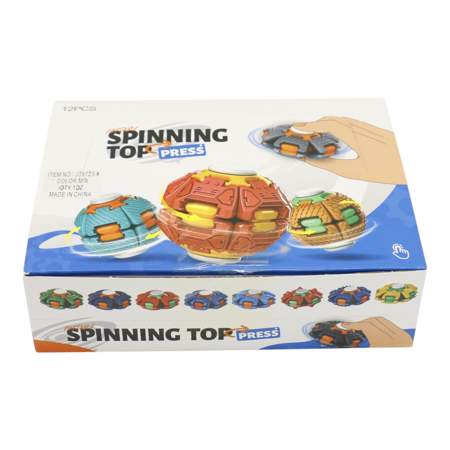 Press to Spin Fidget Spinner HelixCore Rotating Stress Ball Fidget Toy JT6723-4 (12PC)