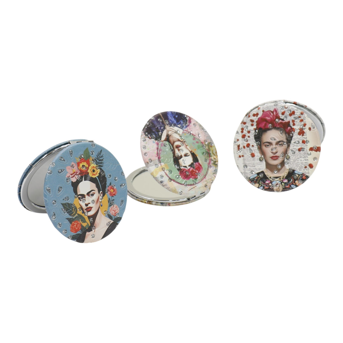 Frida Kahlo Glitter Circular Compact Makeup Mirror JM6423-29 (12PC)