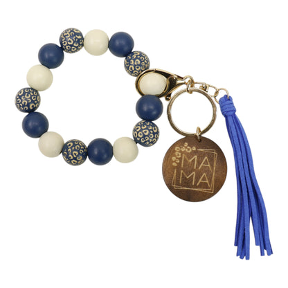 Multi Color Beaded Keychain Bracelet With Tassel JK6226-2. (12PC)