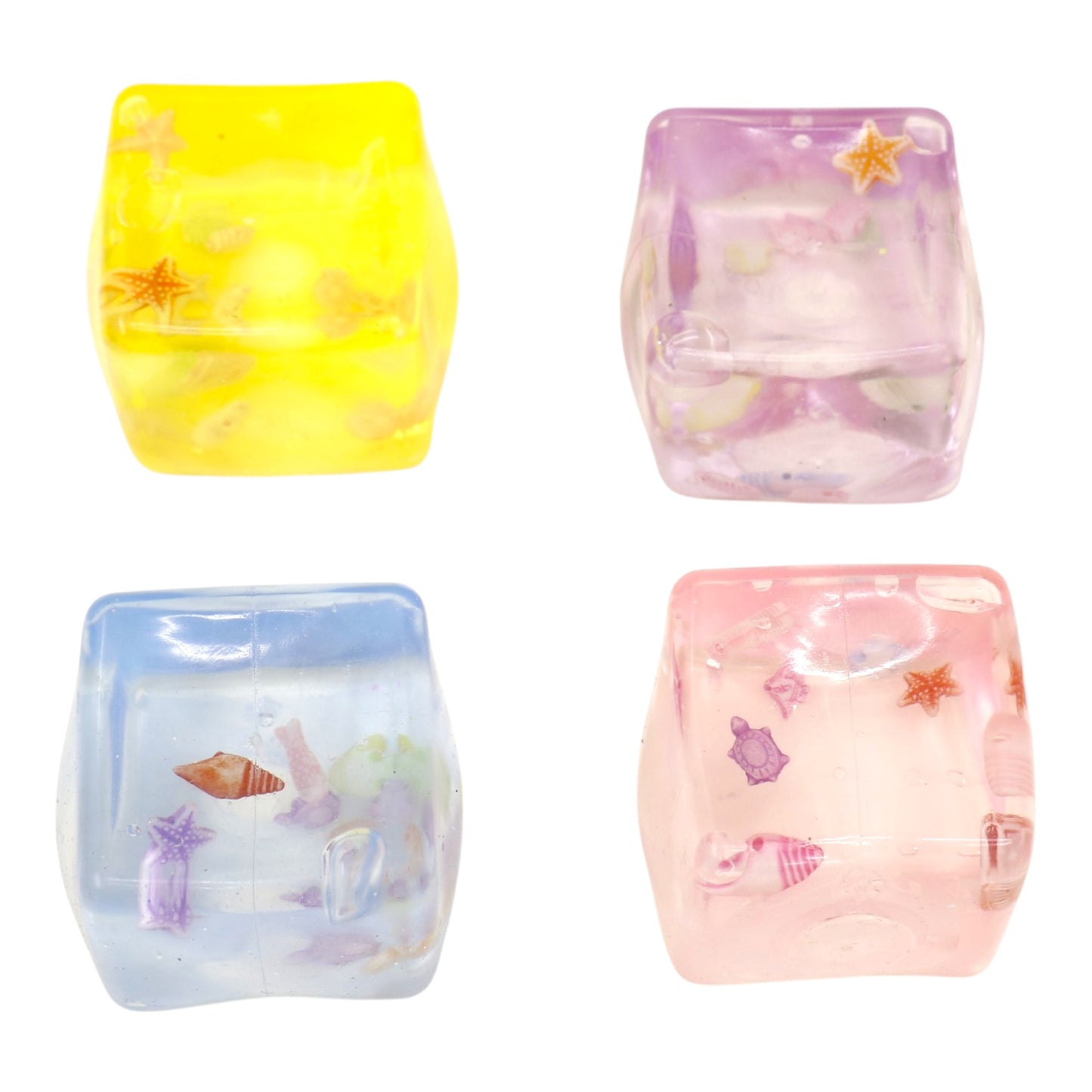 Cube Fidget Squishy Filled With  A Clear Ocean Scene Squishy Ball Toy JT6608-6 (12PC)