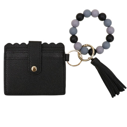 Silicone Bracelet with Multi Color Leather Wallet Tassel JB6126-18 (12PC)