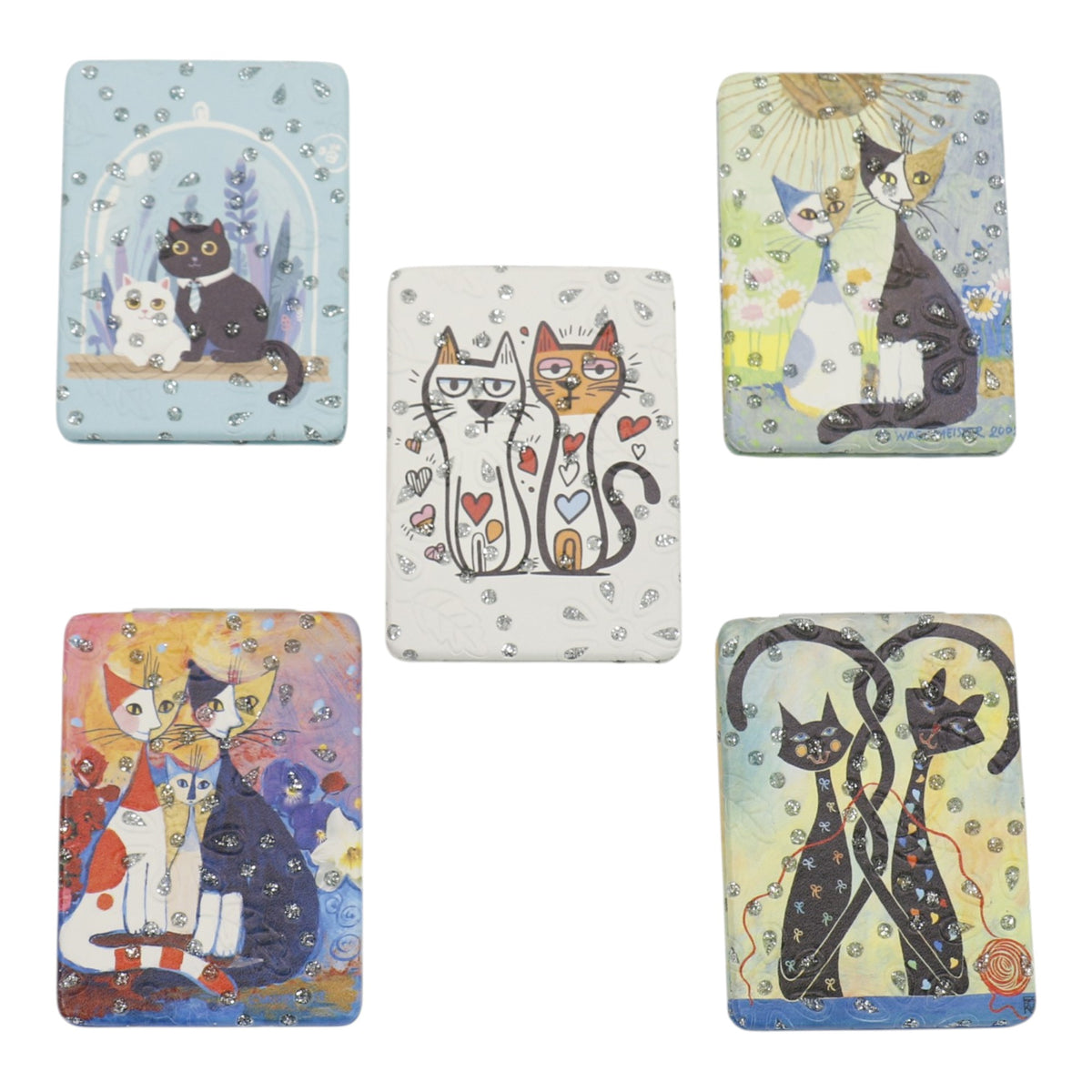 Cat Cartoon Rectangular Glitter Compact Makeup Mirror JM6423-30 (12PC)
