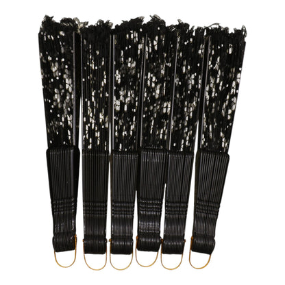 Black Lace Transparent Gold Glitter Flora Hand Held Folding Fan JF6804-30 (12PC)