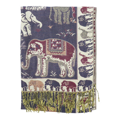 Metallic Pashmina Elephant Pattern SCF5923-1 (12pc)