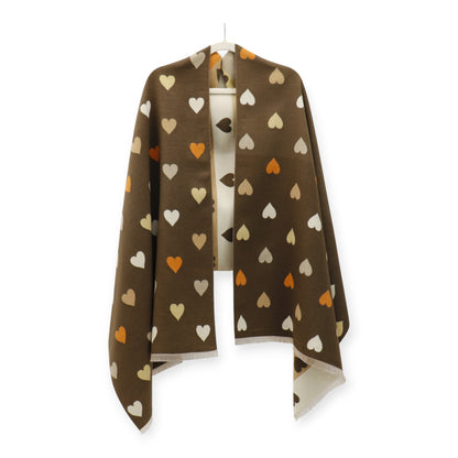 Cashmere Feel Winter Reversible Heart Patten Scarves SCF5111-9 (12PC)