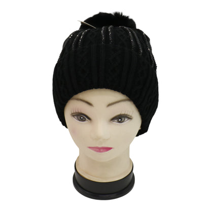 Pom Pom Rhinestone Decor Beanie H20-42. (12PC)