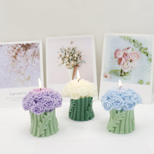 Rose Bouguet Scented Mix Color Candle SS41106-35.. (12PC)