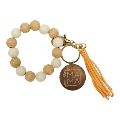 Multi Color Beaded Keychain Bracelet With Tassel JK6226-2. (12PC)