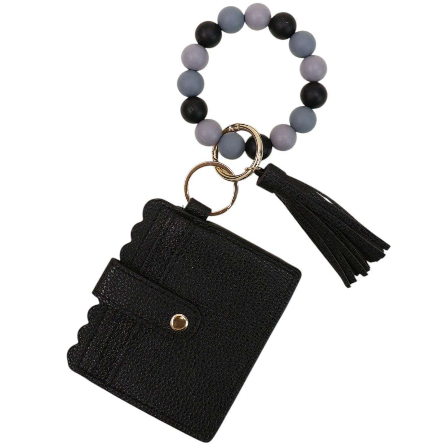 Silicone Bracelet with Multi Color Leather Wallet Tassel JB6126-18 (12PC)