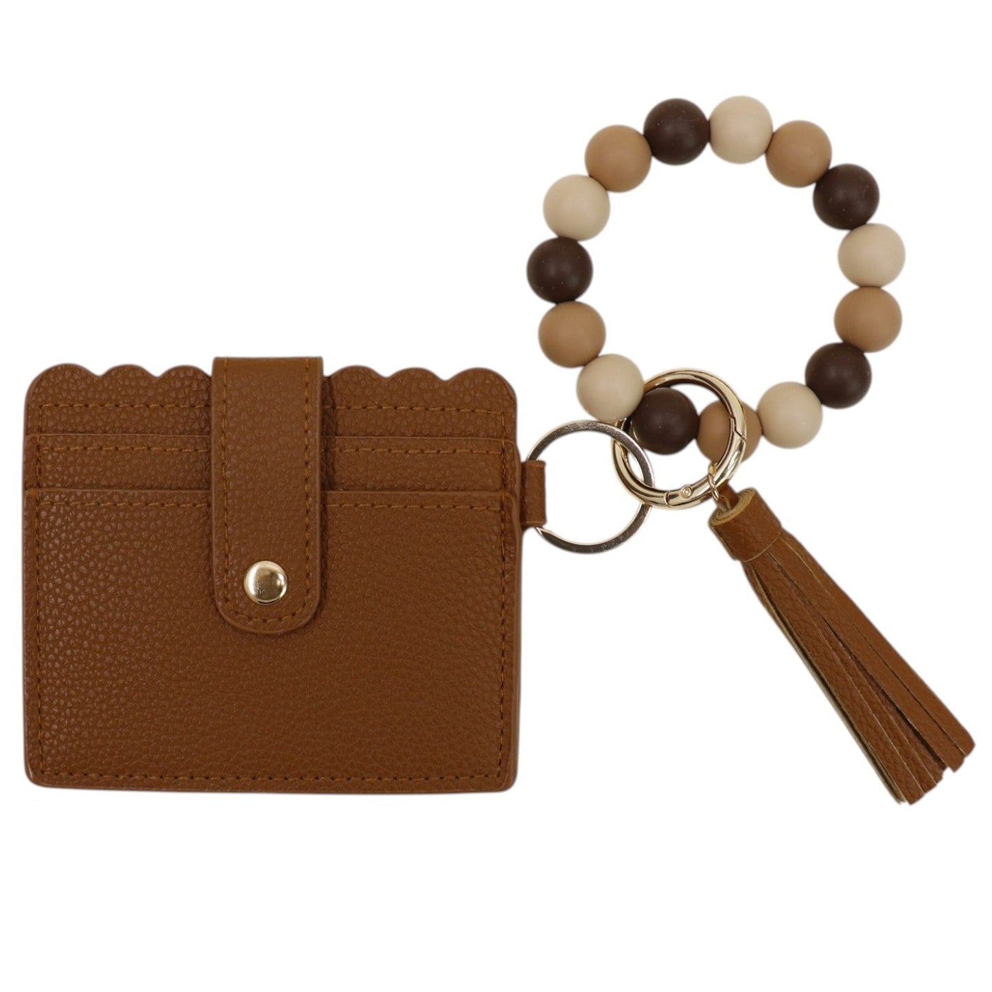 Silicone Bracelet with Multi Color Leather Wallet Tassel JB6126-18 (12PC)