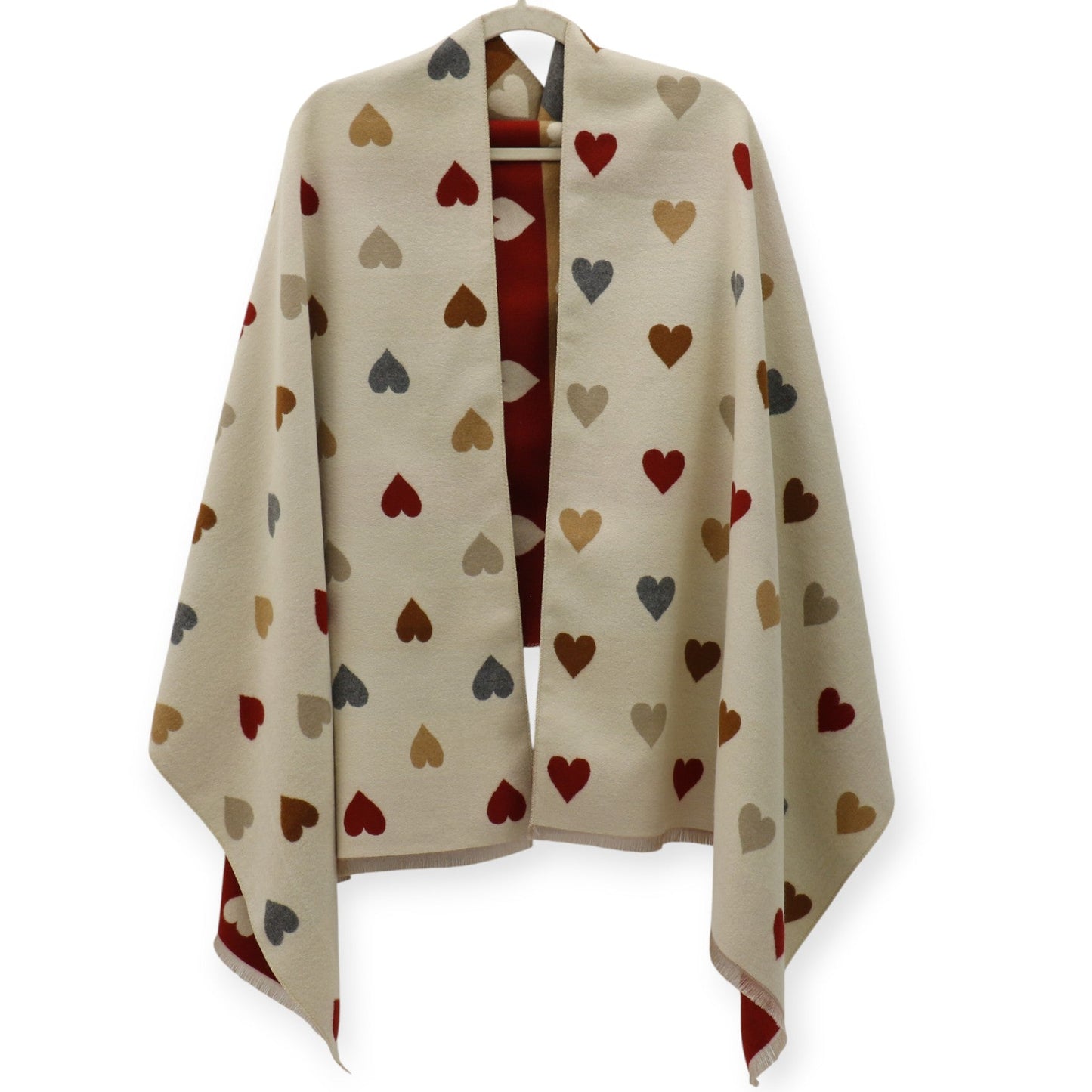 Cashmere Feel Winter Reversible Heart Patten Scarves SCF5111-9 (12PC)