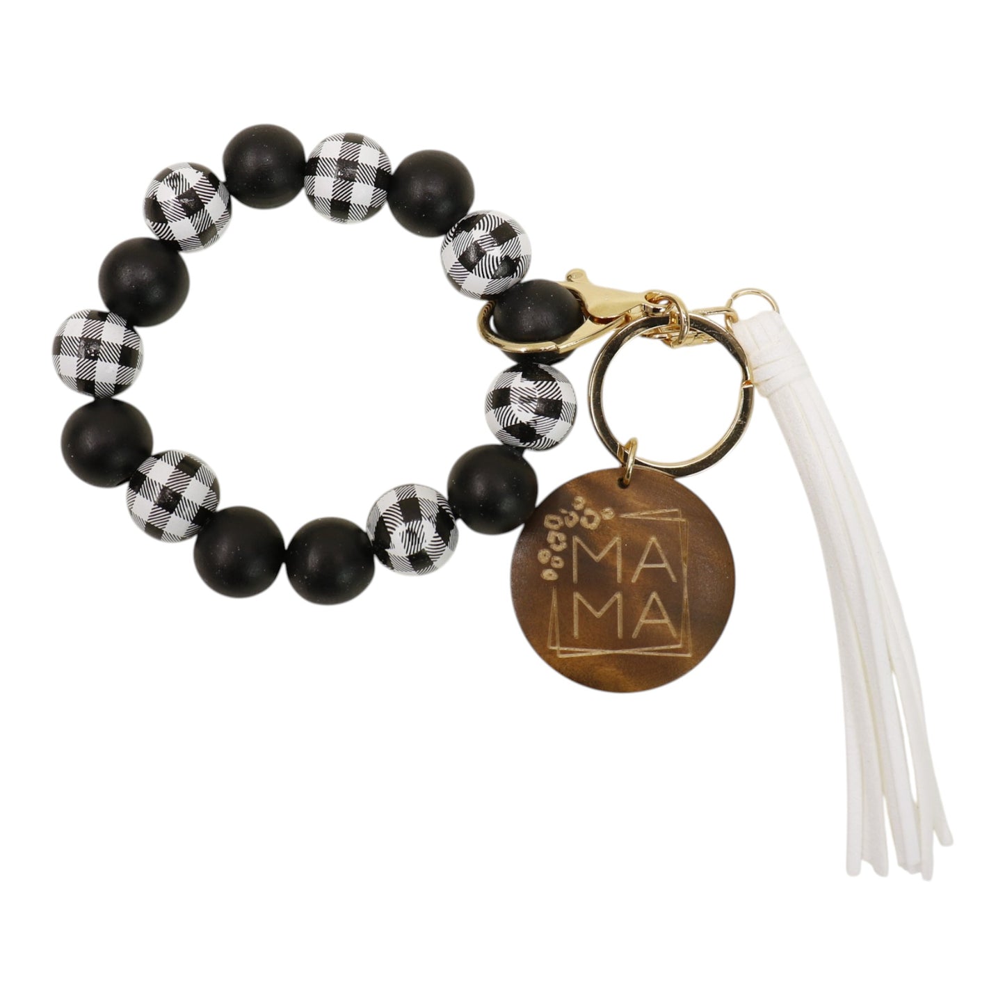 Multi Color Beaded Keychain Bracelet With Tassel JK6226-2. (12PC)