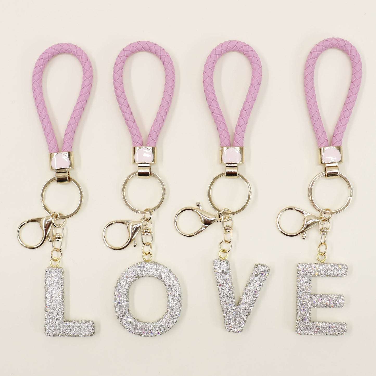 Rhinestone Alphabet Initial Letter Key Chain SS51011-40 (12PC)
