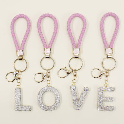 Rhinestone Alphabet Initial Letter Key Chain SS51011-40 (12PC)