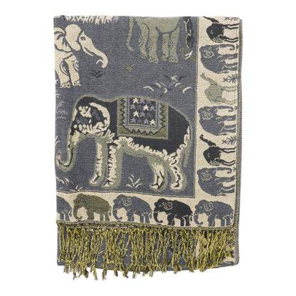 Metallic Pashmina Elephant Pattern SCF5923-1 (12pc)