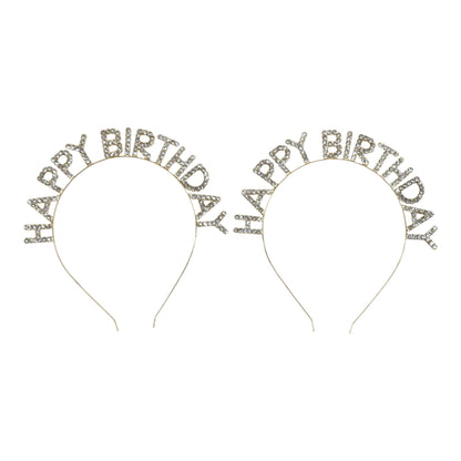 Iron Alloy Rhinestone Happy Birthday Head Band HB101 (12PC)