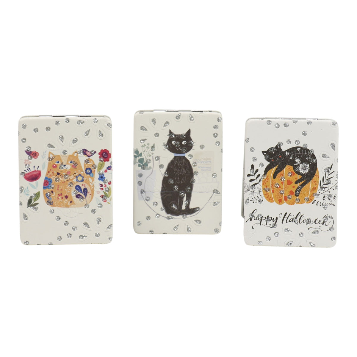 Cat Cartoon Rectangular Glitter Compact Makeup Mirror JM6423-30 (12PC)