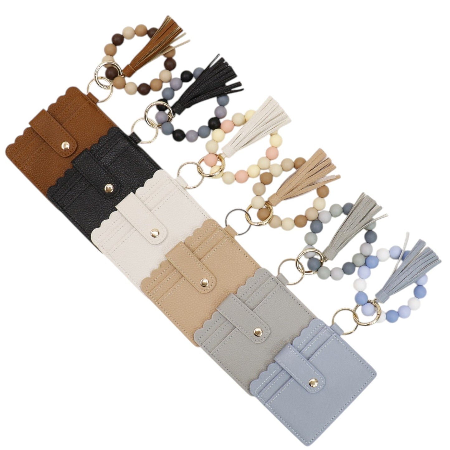 Silicone Bracelet with Multi Color Leather Wallet Tassel JB6126-18 (12PC)