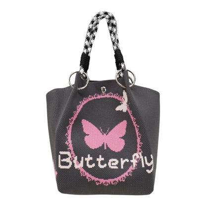 Butterfly Pattern Knitted Tote Bag SS51116-39..(3PC)