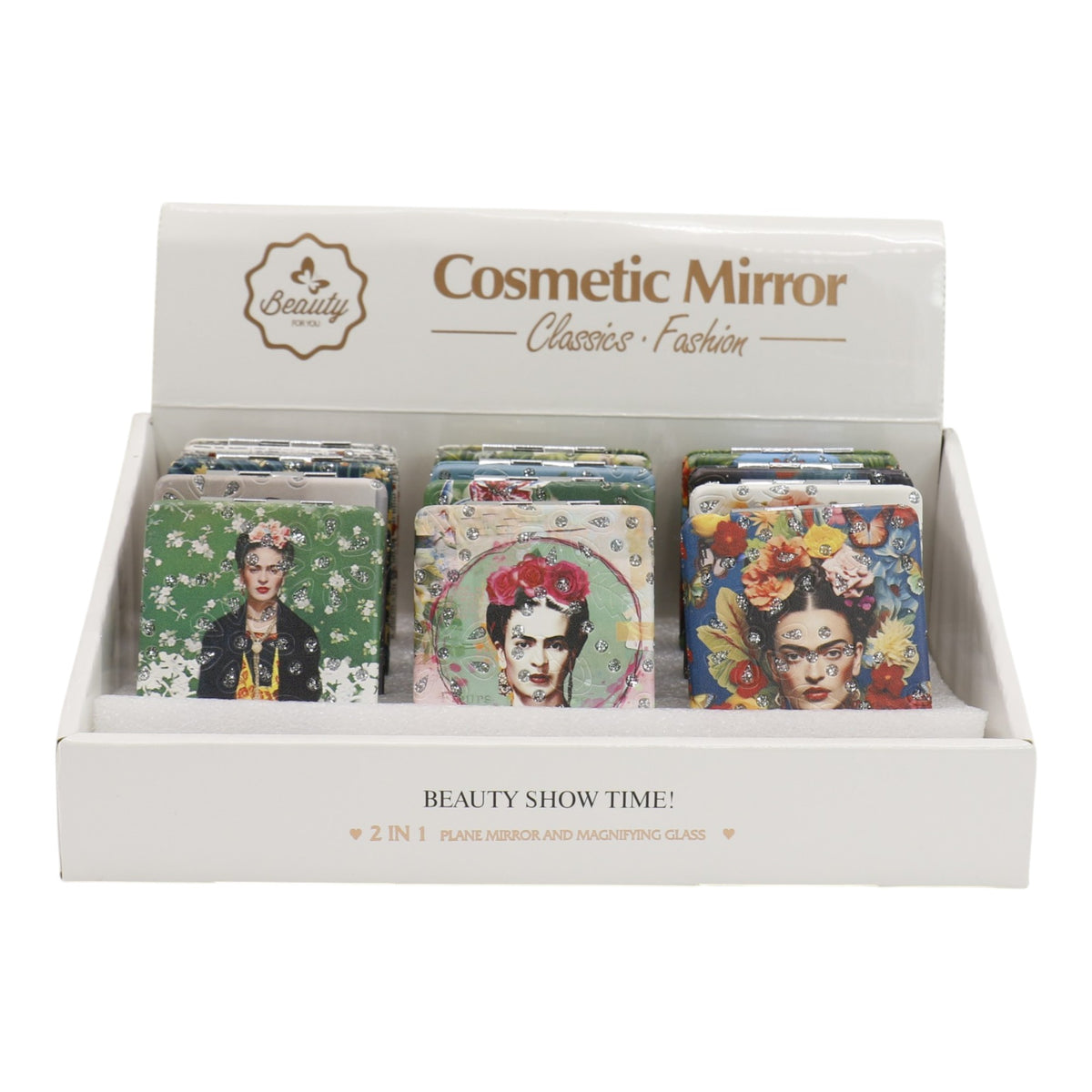 Frida Kahlo Rectangular Glitter Compact Makeup Mirror JM6423-10 (12PC)
