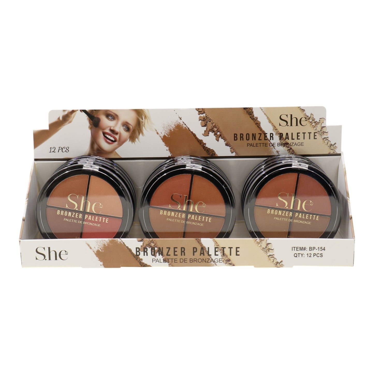 S.he Compact 3 Colors Bronzer Palette BP154 (12PK)