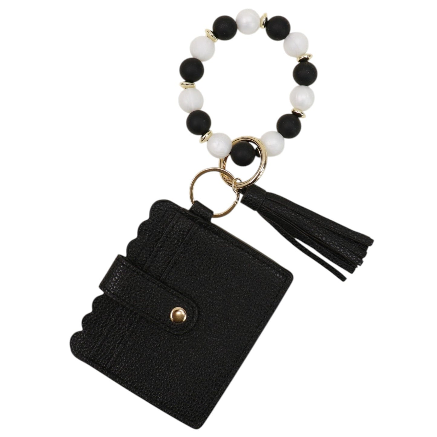 Silicone Bracelet Leather Wallet Tassel JB6126-10 (12PC)