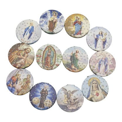 Religious Glitter Circular Compact Makeup Mirror JM6423-1 (12PC)